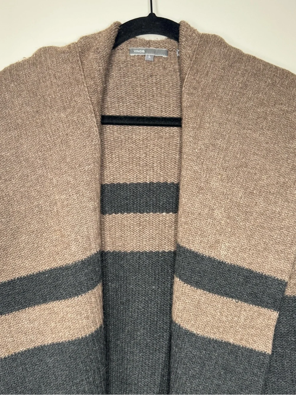 Vince women's L open front wool/alpaca color block pattern knit cardigan boho - Picture 5 of 9